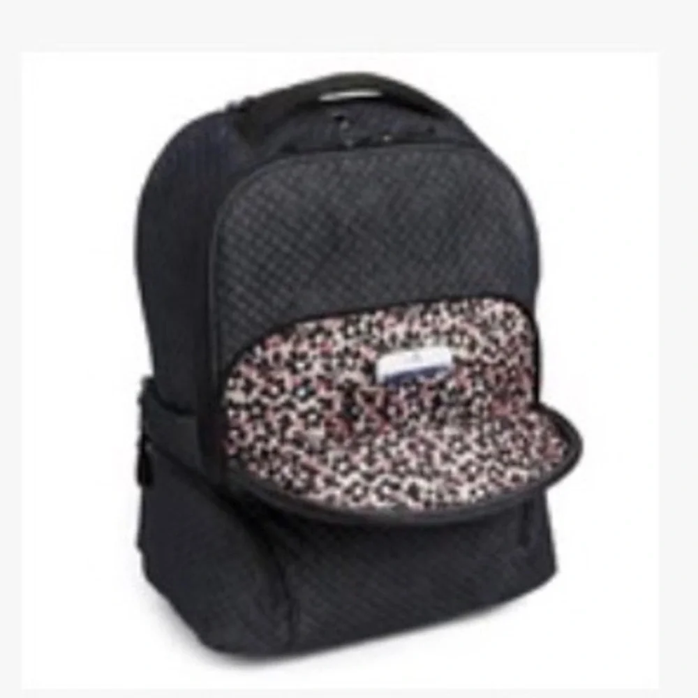 Vera Bradley Campus Navy Quilted Denim Backpack Floral Lining Travel Bag Floral